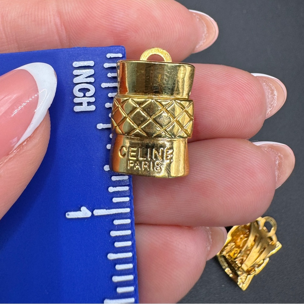 LOT 1042 24K gold plated Celine vintage clip ok earrings EUC - Picture 2 of 13